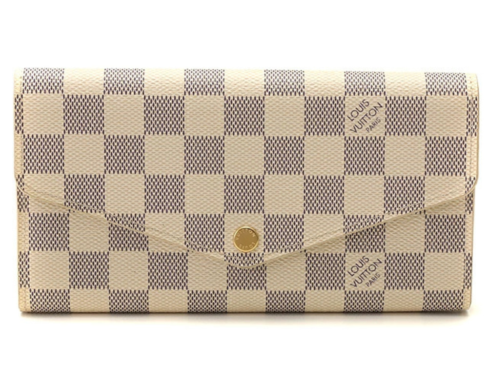 LOUIS VUITTON Long Wallet Portefeuille Sarah Damier Azur White